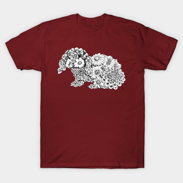 Floral Rabbit T-Shirt by UrsulaRodgers